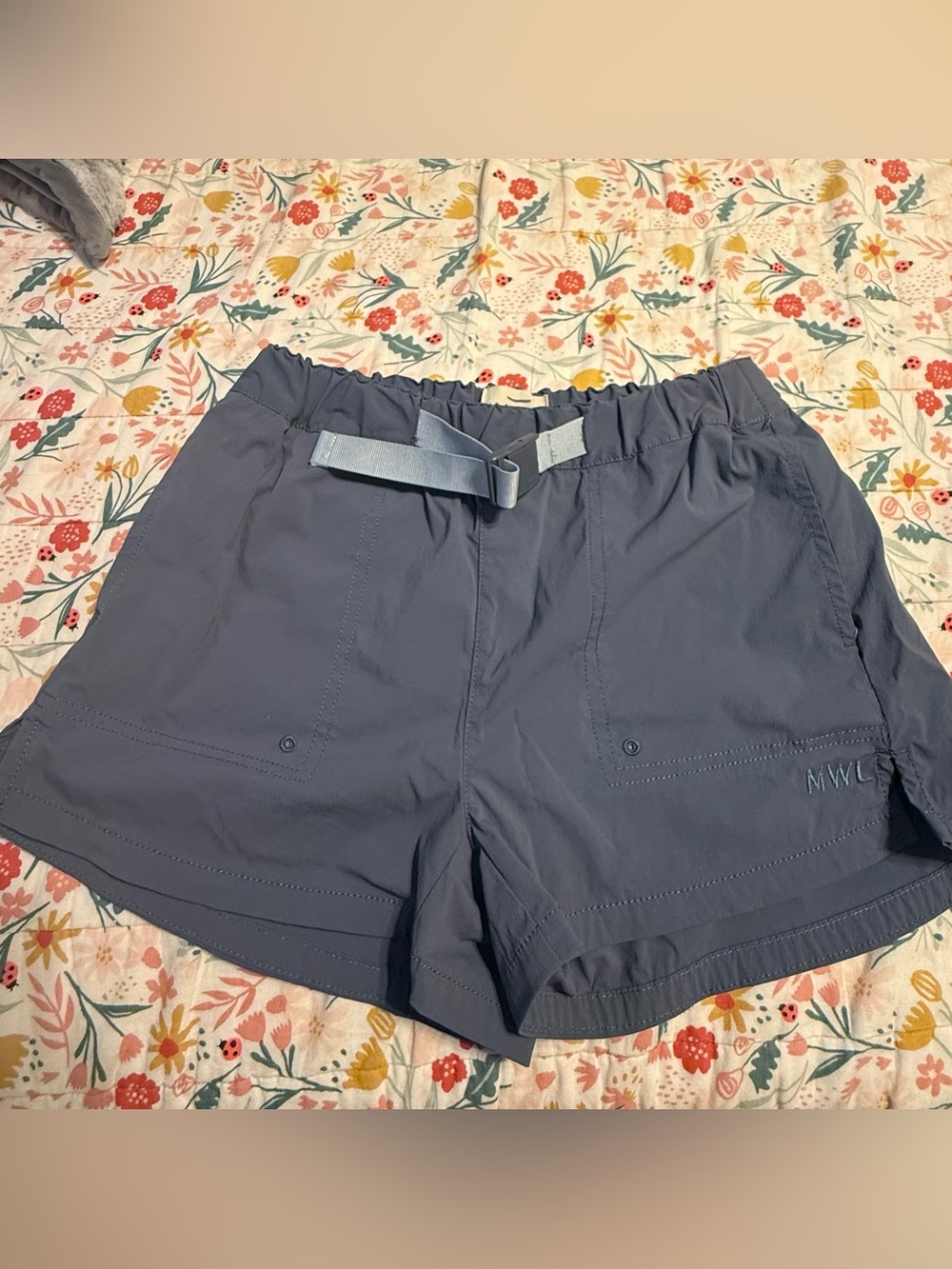 Madewell Slate Blue Belted Athletic Shorts